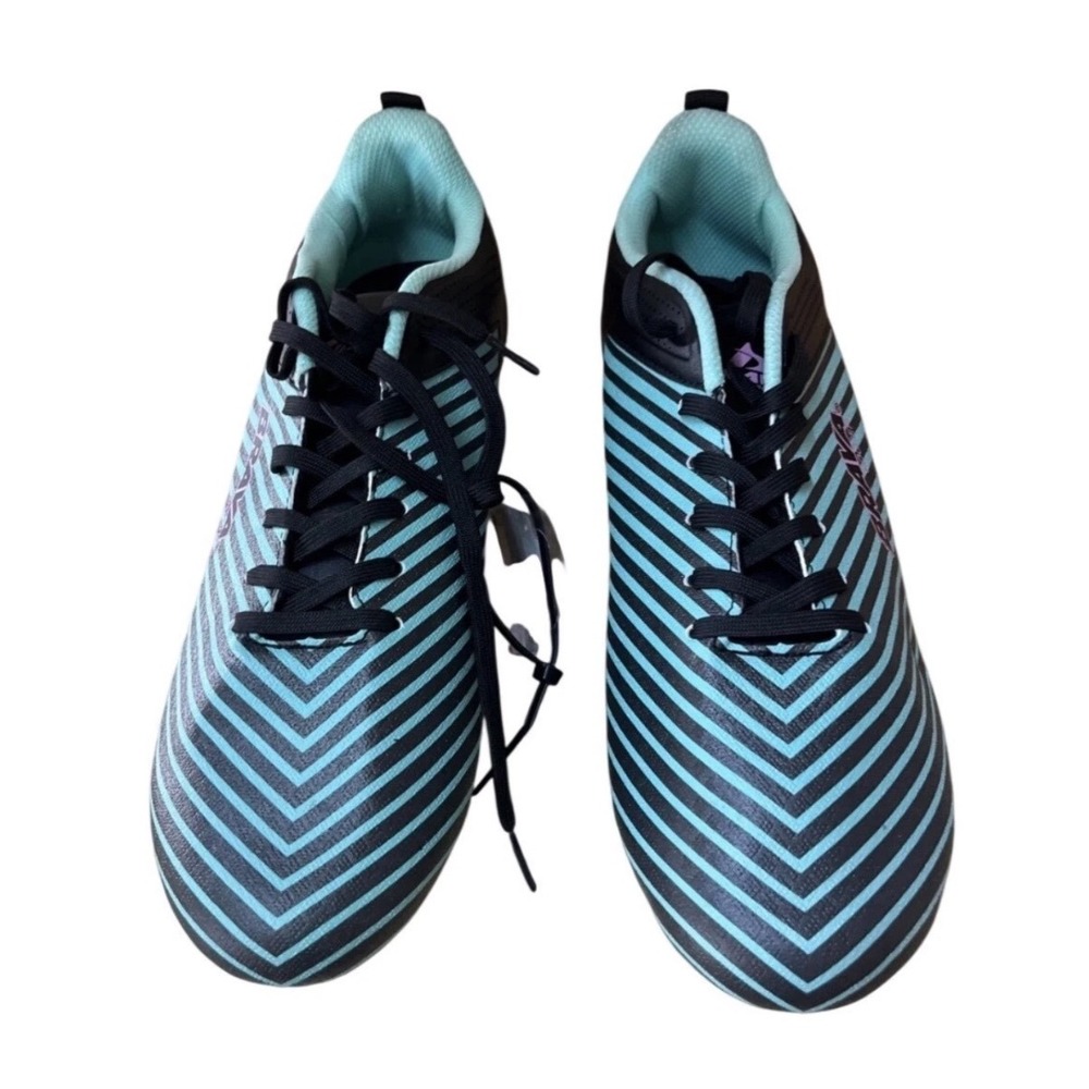 Brava Soccer Alert Mens 9.5 Teal Black Striped Firm Ground Cleats 158989